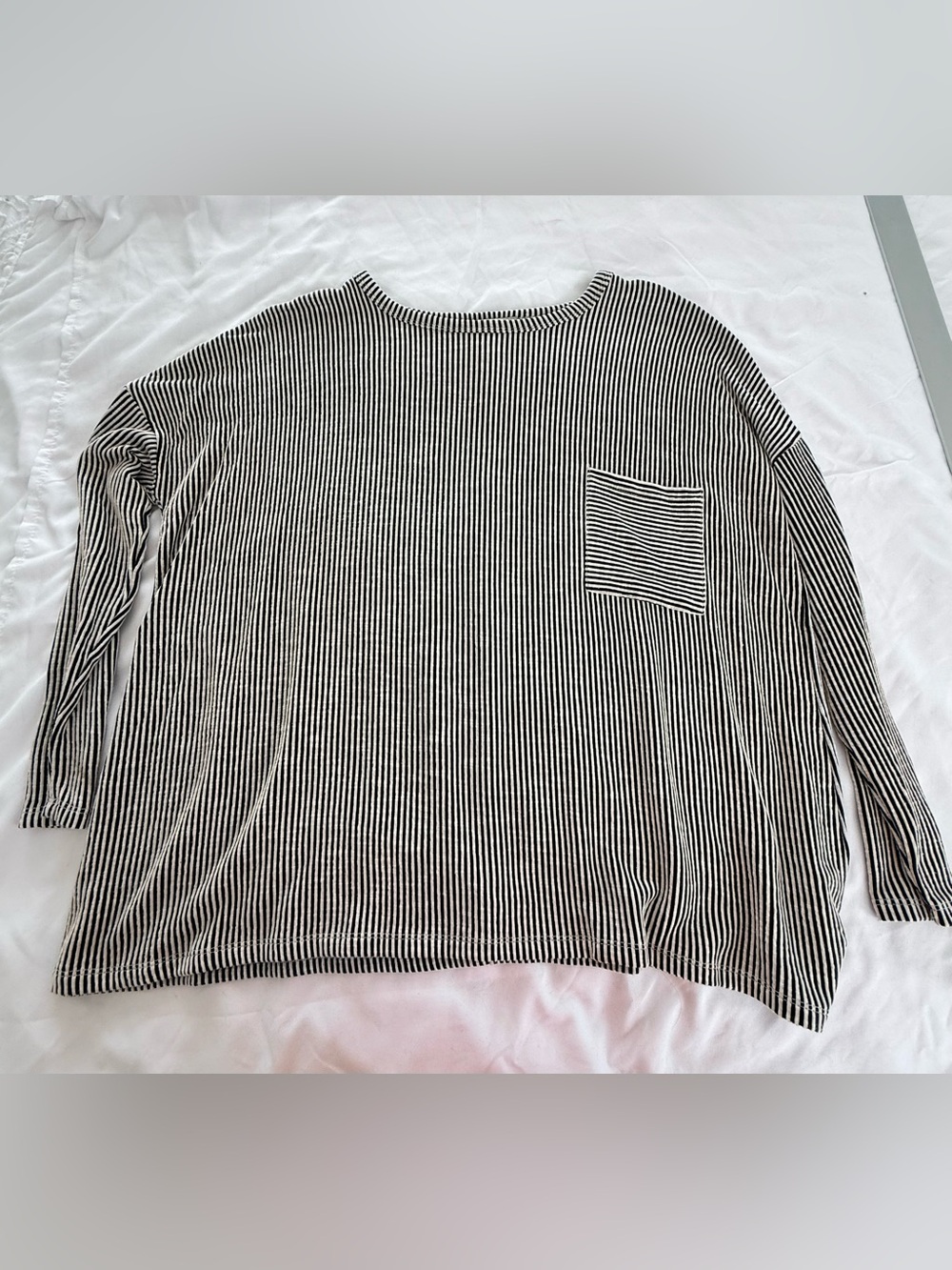 Zenana Black & White Striped Long Sleeve Top